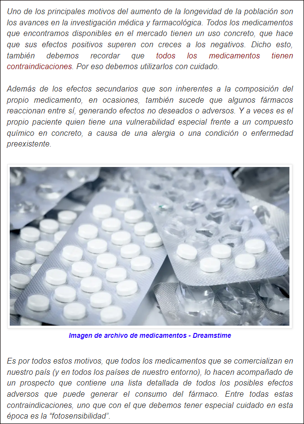  Cuidado con las quemaduras solares cuando se toman determinados medicamentos