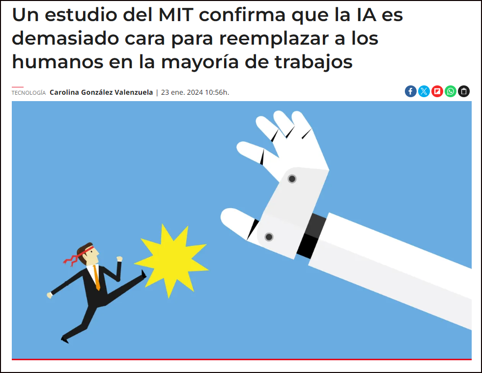 El MIT  ha encontrado que la inteligencia artificial es m&aacute;s cara que la "mano" del hombre
