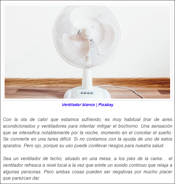 Peligros de dormir toda la noche con el ventilador encendido