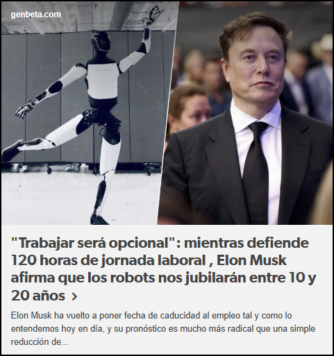 Elon Musk: "Trabajar ser&aacute; opcional en un futuro cercano"