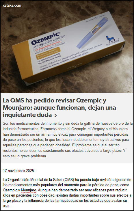 La OMS toma cartas en el asunto de los medicamentos OZEMPIC y el MOUNJARO