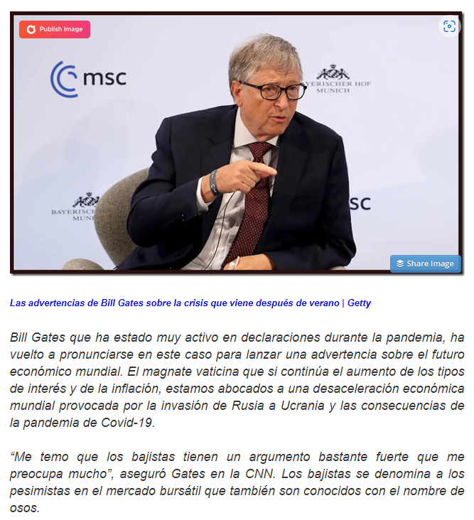 Bill Gates: Hay riesgo de desaceleraci&oacute;n inmediata de la econ&oacute;mica mundial