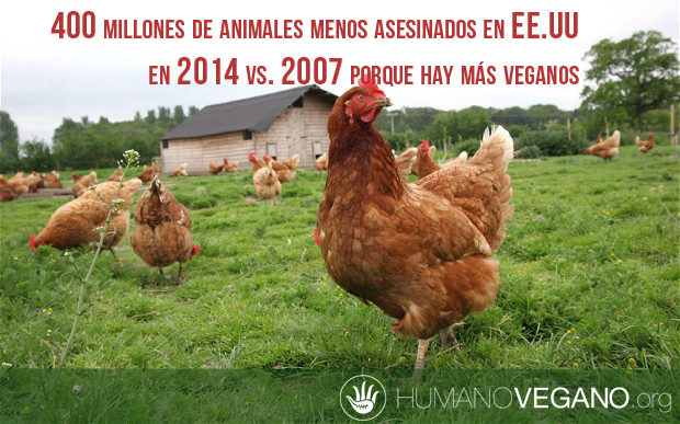 400 millones menos de animales asesinados en 2014 y es porque hay m&aacute;s veganos