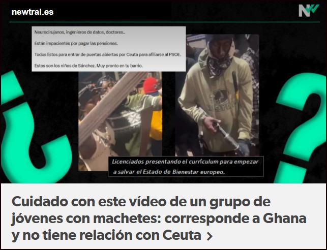 Este v&iacute;deo d un grupo d j&oacute;venes con machetes: corresponde a Ghana y no tiene relaci&oacute;n con Ceuta