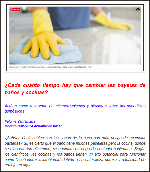  Bayetas y esponjas para la limpieza de la cocina a examen pues acumulan un sinf&iacute;n de bacterias