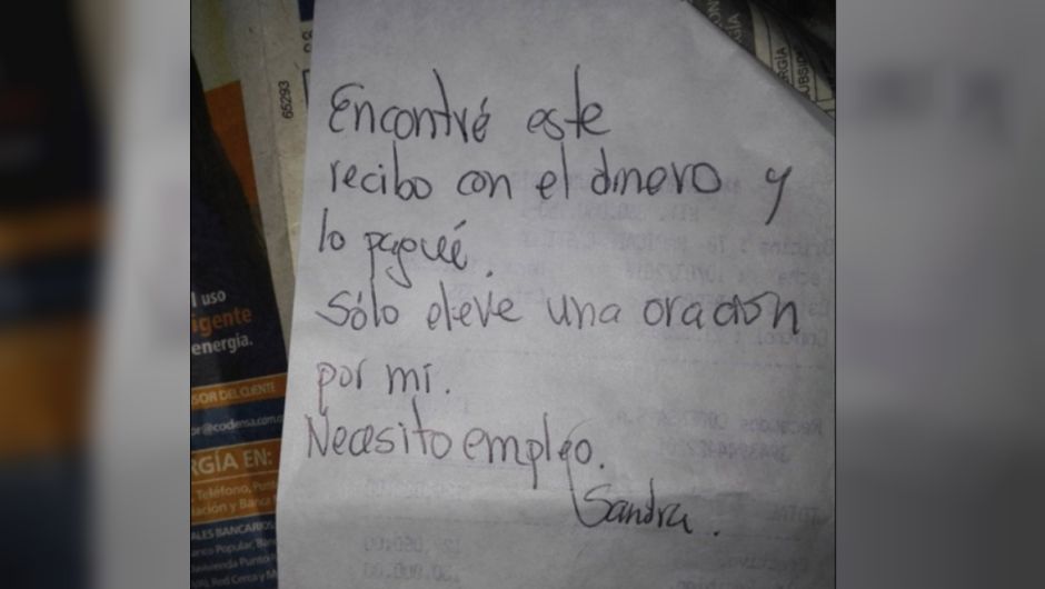 Perdi&oacute; el dinero para pagar la luz y luego encontr&oacute; la cuenta pagada y una nota