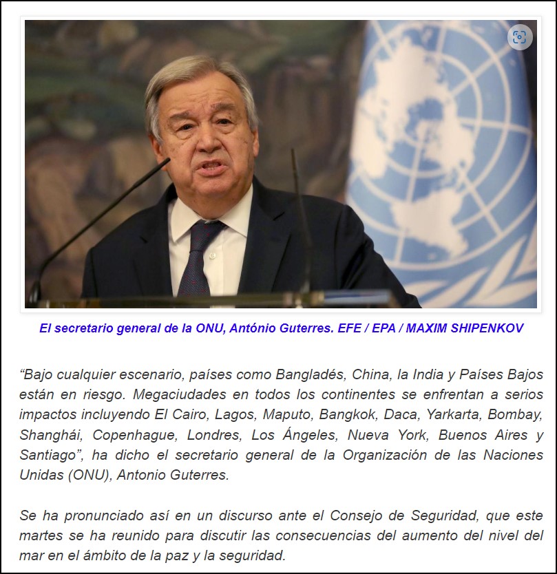  Alarma ONU: El ascenso del nivel del mar supone una importante amenaza existencial