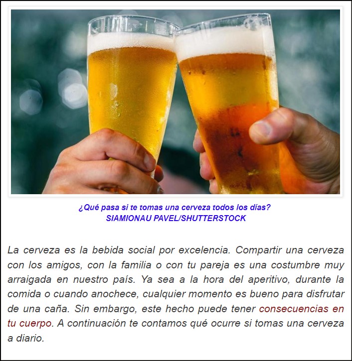  &iquest;Es malo para nuestra salud tomar una cerveza al d&iacute;a?
