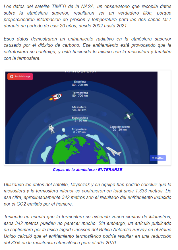 La estupidez humana actuando contra El Planeta: El CO2 ha encogido en 342 m la altura d la atm&oacute;sfera