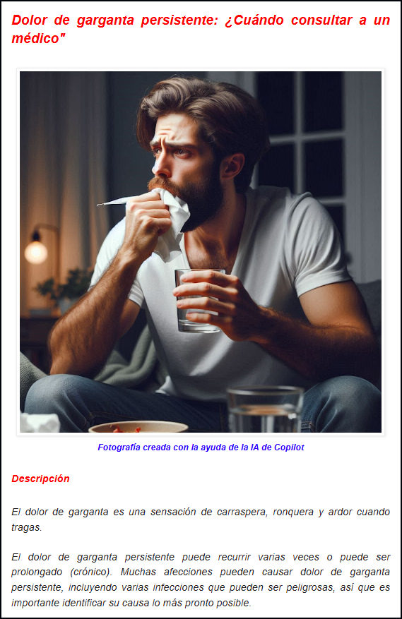  Dolor de garganta persistente: &iquest;Qu&eacute; hacer?