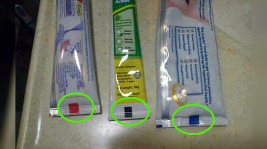 &iexcl;Mucho cuidado! Conoce el significado de las marcas de colores en la pasta de dientes
