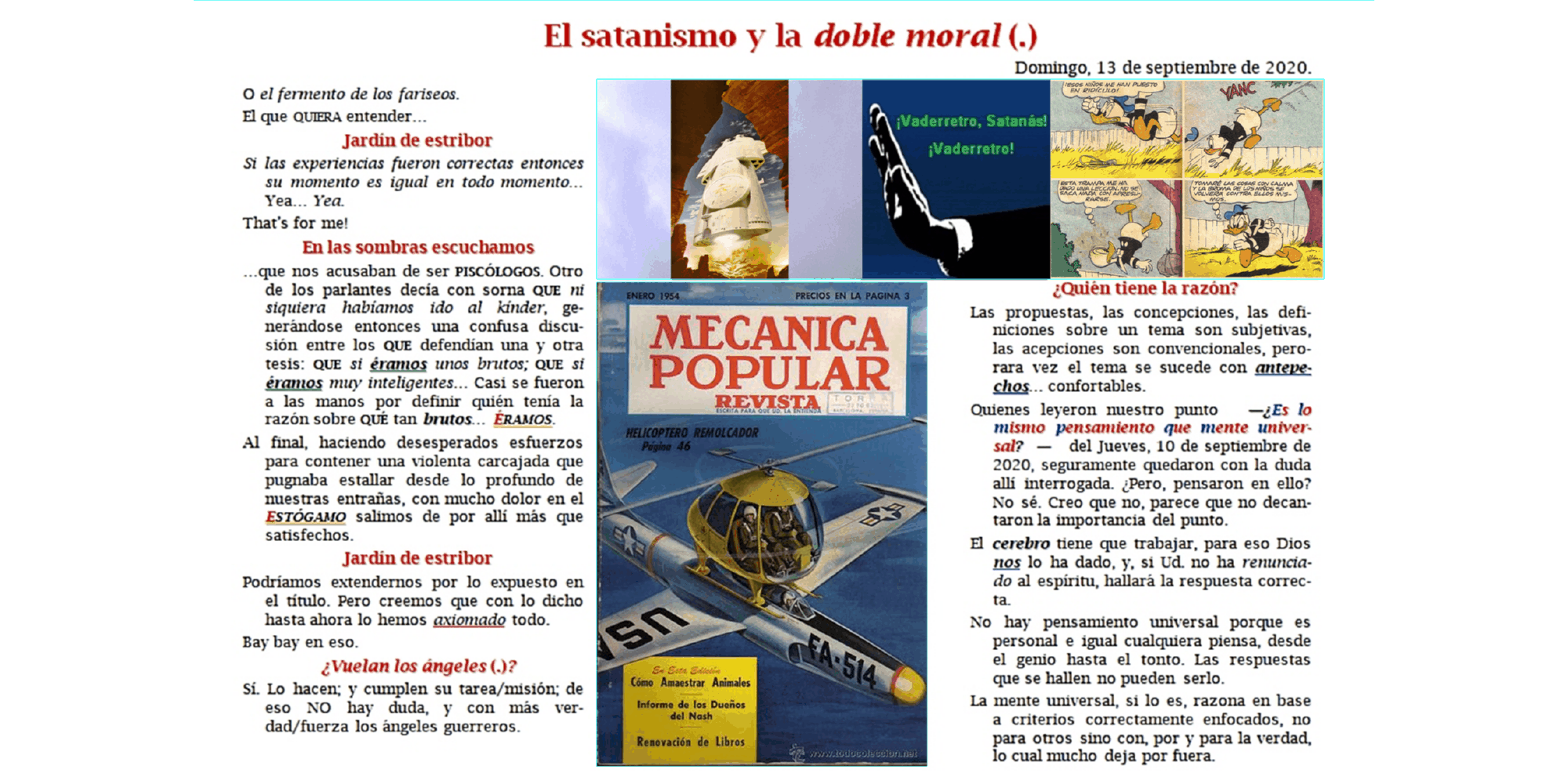El satanismo y "la doble moral (.)"