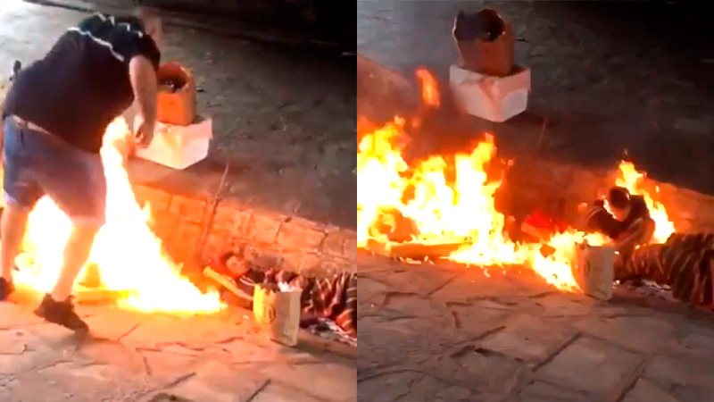 La pura verdad de ayacucho Incendiaron a dos personas en situaci&oacute;n de calle: Autores filmaron el ata
