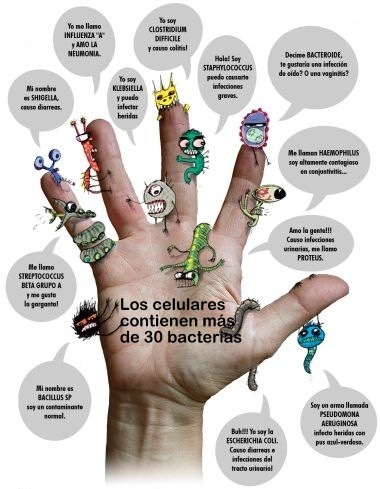  El tel&eacute;fono celular tiene hasta 30 veces m&aacute;s bacterias que un inodoro