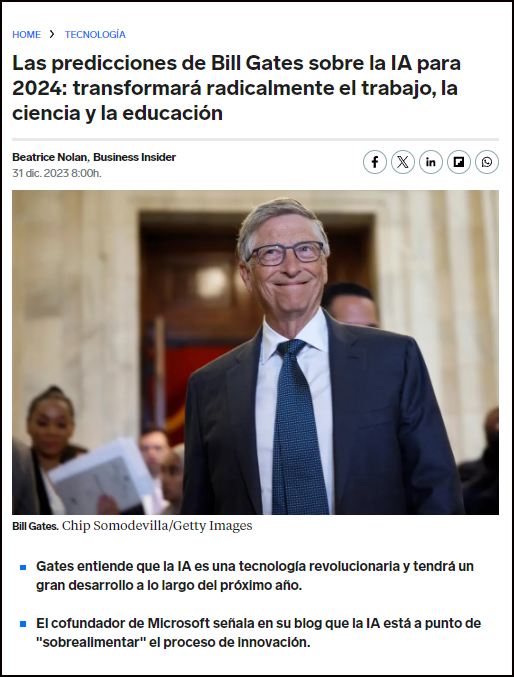  Hoy: Bill Gates y sus predicciones sobre la IA