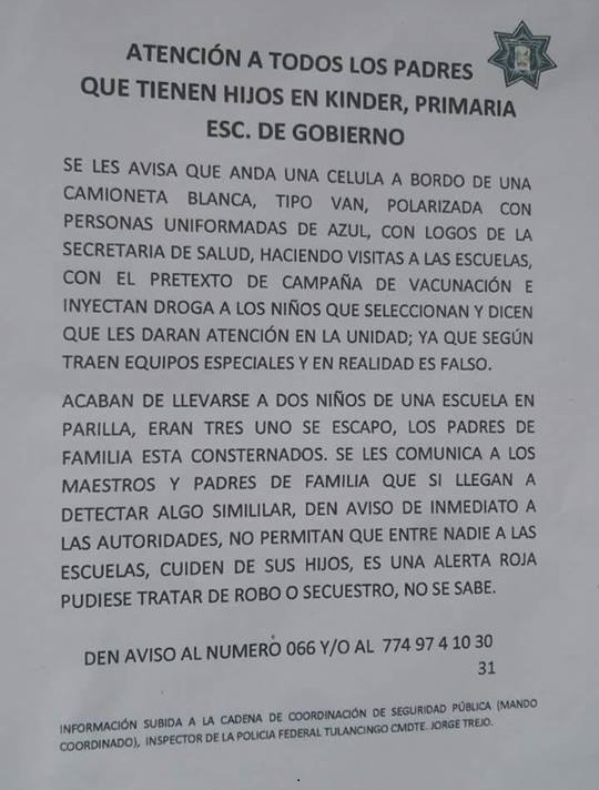 Cuidado con sus hijos