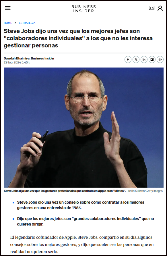  Steve Jobs y su forma de ver como ser&iacute;an los mejores jefes