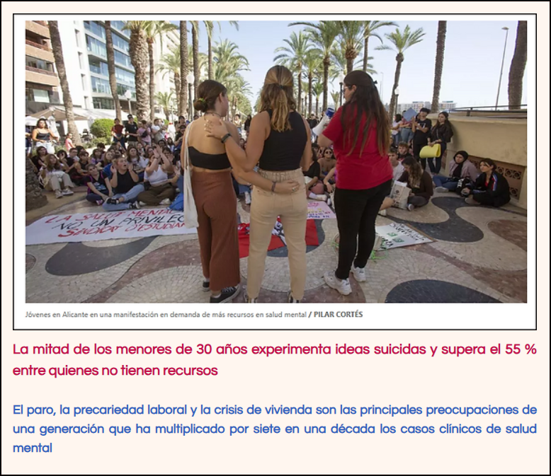  Alarma: La mitad de los menores de 30 a&ntilde;os experimenta con frecuencia ideas suicidas