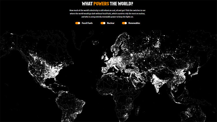  Mapa: As&iacute; se ver&iacute;a el mundo si se apagaran las fuentes de energ&iacute;a: