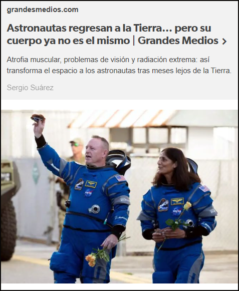 La vuelta de los astronautas:  Alteraciones en el cerebro y los sentidos