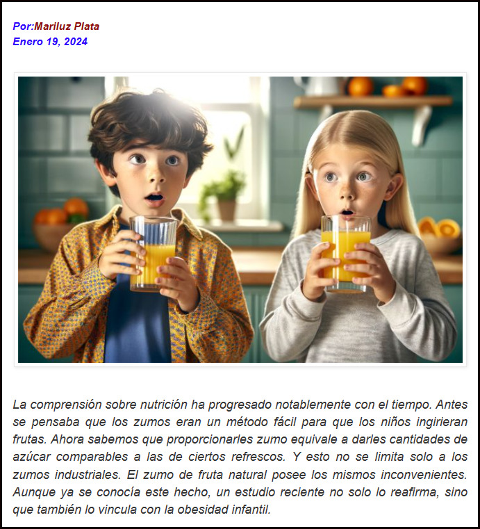 Los zumos y la obesidad infantil