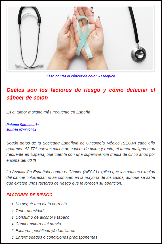 C&oacute;mo detectar a tiempo el c&aacute;ncer de colon