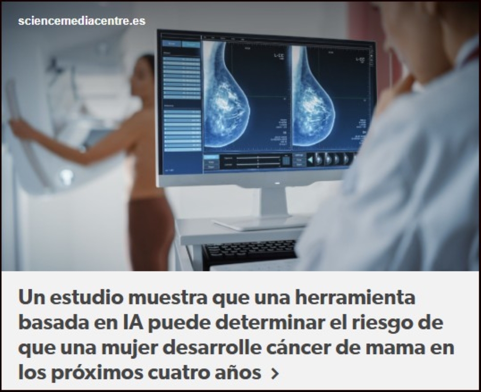 Una IA predice el riesgo de c&aacute;ncer de mama a cuatro a&ntilde;os
