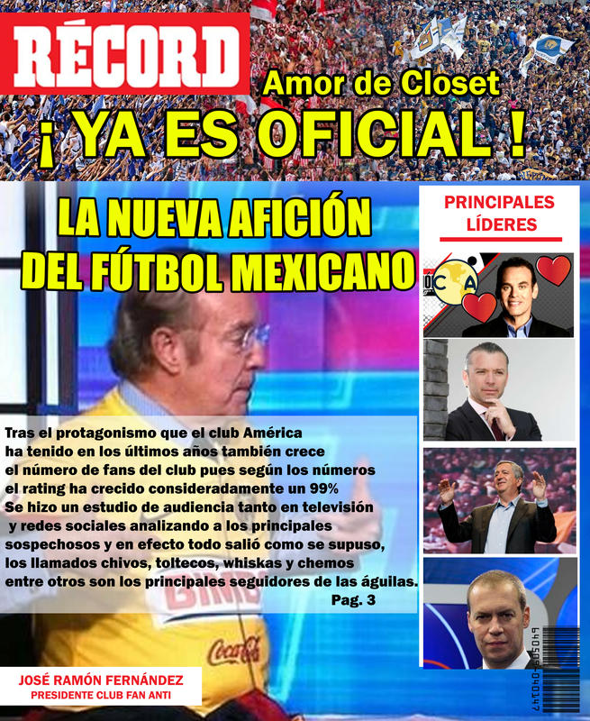 &iexcl;YA ES OFICIAL! Amor de Closet, la nueva afici&oacute;n del f&uacute;tbol mexicano