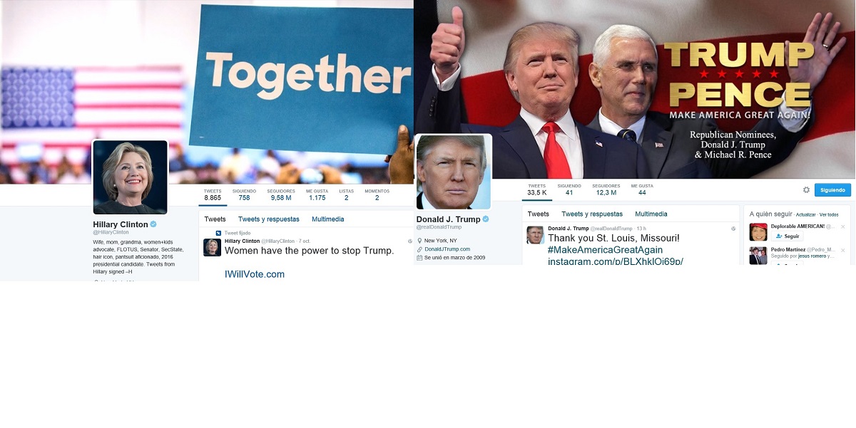 Hillary Clinton y Donald Trump en Twitter 