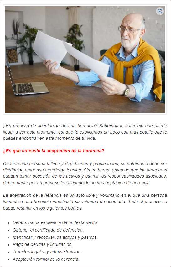  Aceptaci&oacute;n de una herencia