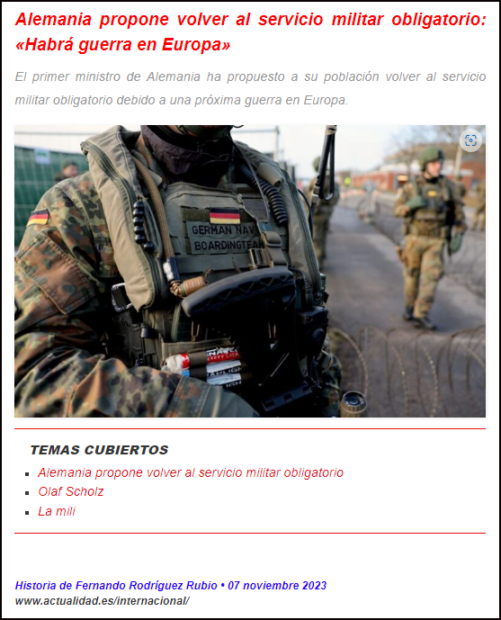  &iquest;Habr&aacute; guerra en Europa?: Alemania propone volver al servicio militar obligatorio