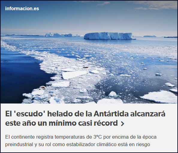  LA ANTARTIDA BAJO M&Iacute;NIMOS EN SU PRECIADO ESCUDO HELADO