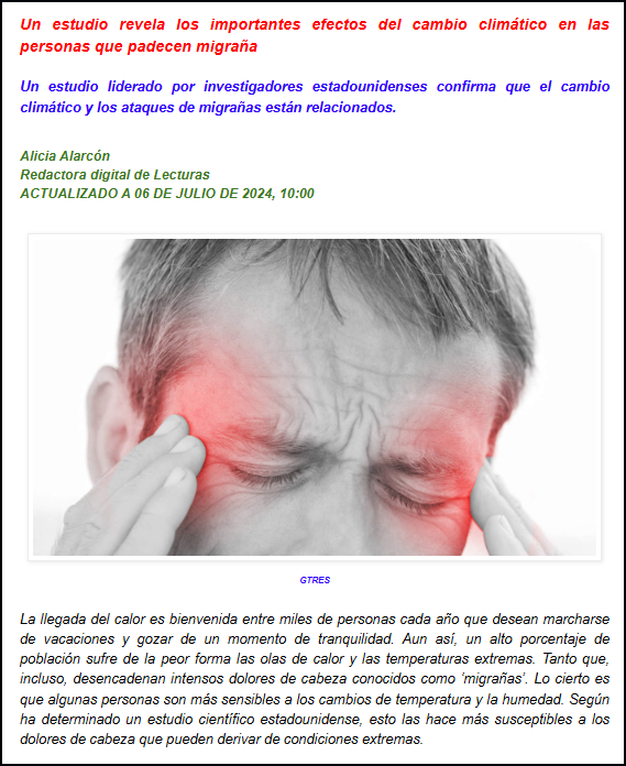 Migra&ntilde;as, ese mal que se ve aumentado por el Cambio Clim&aacute;tico