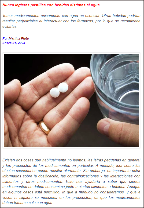  Pastillas que nos recetan para cuidar la salud, siempre con agua: Riesgos de no hacerlo