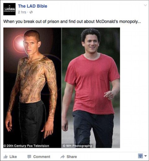 La contundente reacci&oacute;n del actor de Prison Break a un meme que se re&iacute;a de su peso