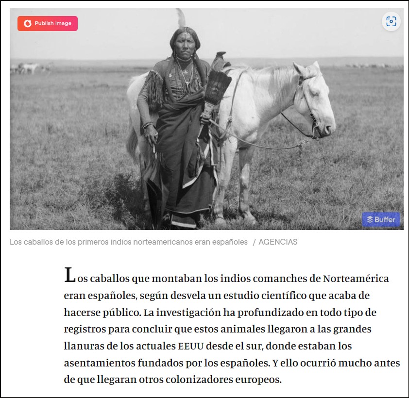 Descubren que los primeros caballos de los indios norteamericanos eran espa&ntilde;oles
