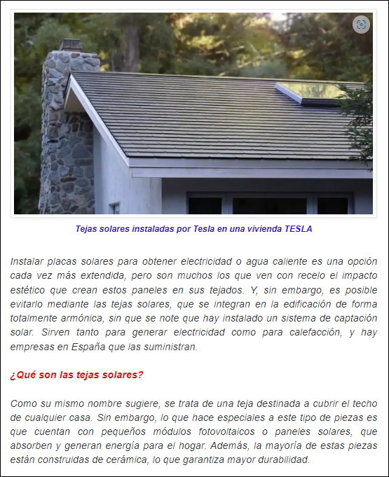 Por fin tejas solares planas que no se notan y de muy aceptable rendimiento