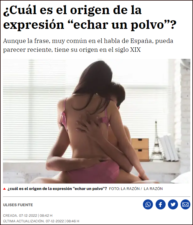  "Echar un polvo", es una de esas frases que no son tan vulgares como parecen