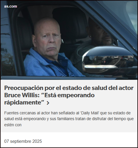  Preocupaci&oacute;n por el estado de salud del actor Bruce Willis