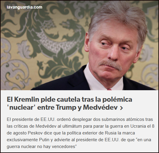  El Kremlin pide cautela tras la pol&eacute;mica 'nuclear' entre Trump y Medv&eacute;dev
