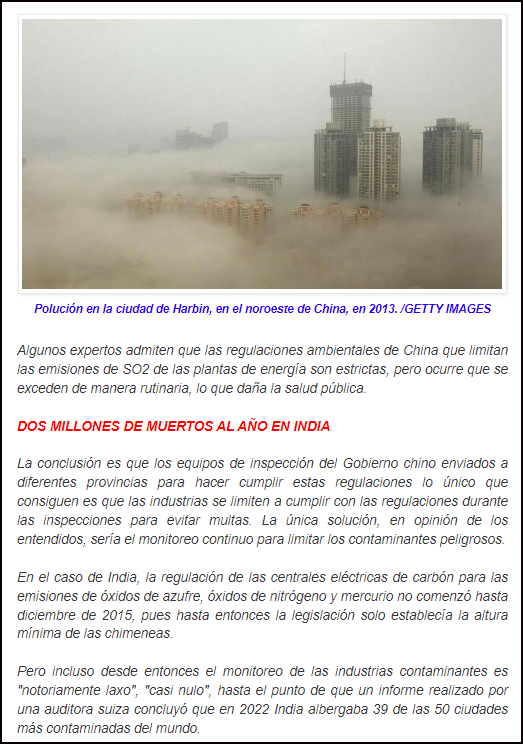 China e India siguen abriendo minas y centrales de carb&oacute;n para fabricar lo q se consume en Occidente