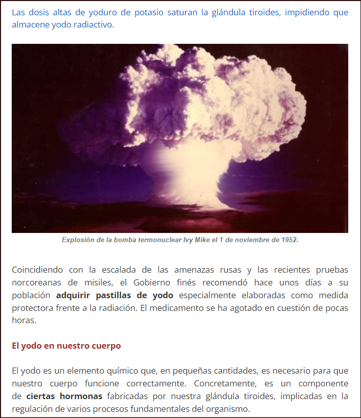  Las pastillas de yodo y la guerra nuclear