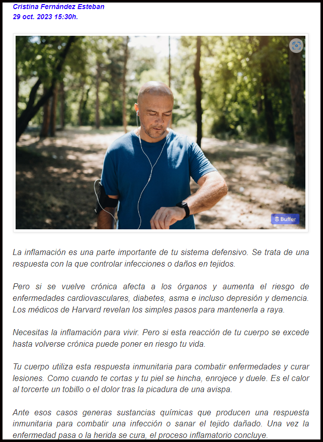  El mayor ladr&oacute;n de salud: Inflamaci&oacute;n cr&oacute;nica (como evitarlo o suavizarlo, al menos)