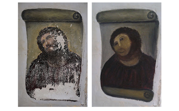 Colas de espera para fotografiarse con el Ecce Homo "restaurado"