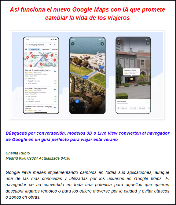  El nuevo Google Maps y la IA, un gu&iacute;a perfecto