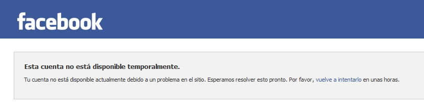 Esta cuenta no est&aacute; disponible temporalmente!! FACEBOOK - Soluci&oacute;n