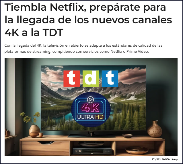 De CH:  Tiembla Netflix, prep&aacute;rate para la llegada de los nuevos canales 4K a la TDT
