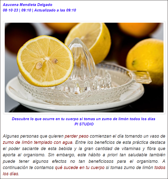  Los beneficios de tomar zumo de lim&oacute;n a diario