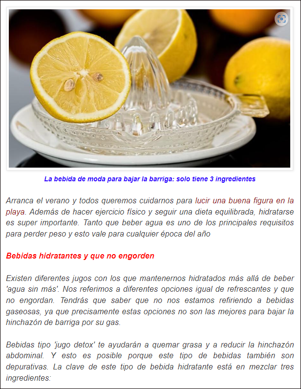 Una bebida de moda para adelgazar que solo tiene tres ingredientes