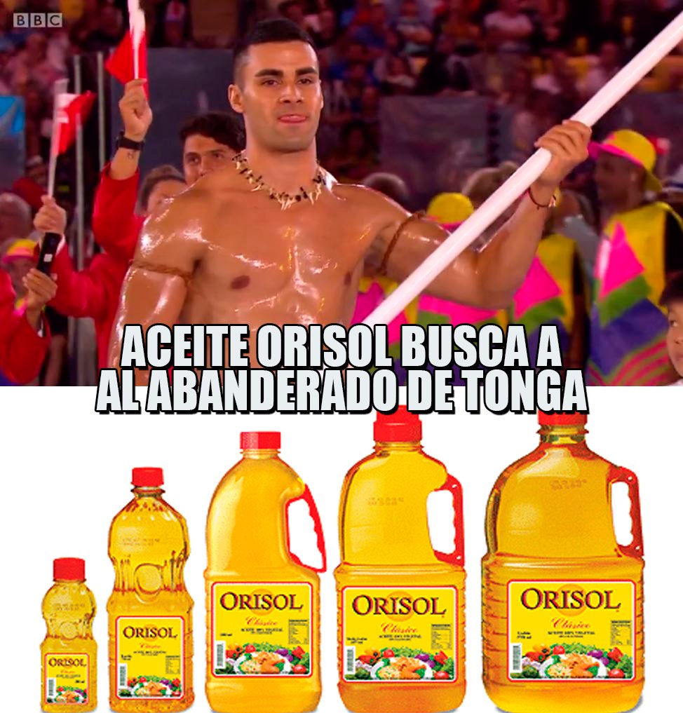 HUMOR Aceite Orisol se ha interesado en el abanderado de Tonga